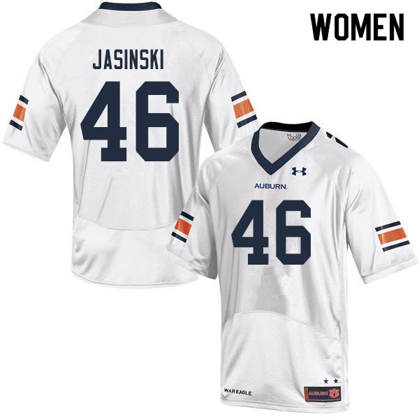 Auburn Tigers Women's Jacob Jasinski #46 White Under Armour Stitched College 2019 NCAA Authentic Football Jersey CIK0474DL
